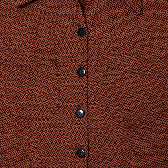 Vtg 70s Rust Geometric Print Knit Top S - Picture 3 of 9